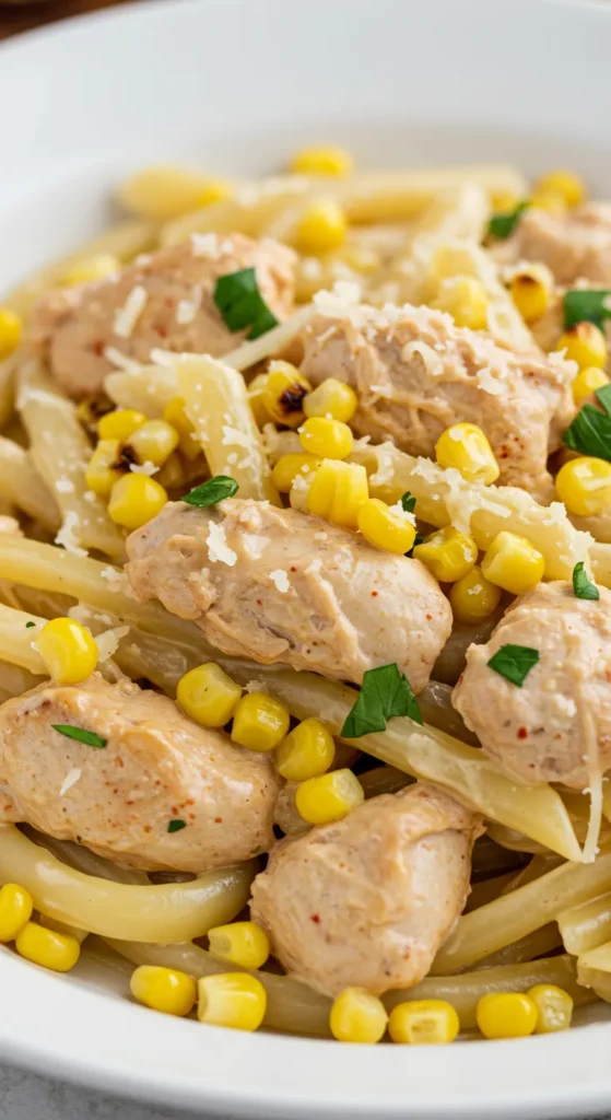 Chipotle Chicken Alfredo with Roasted Corn