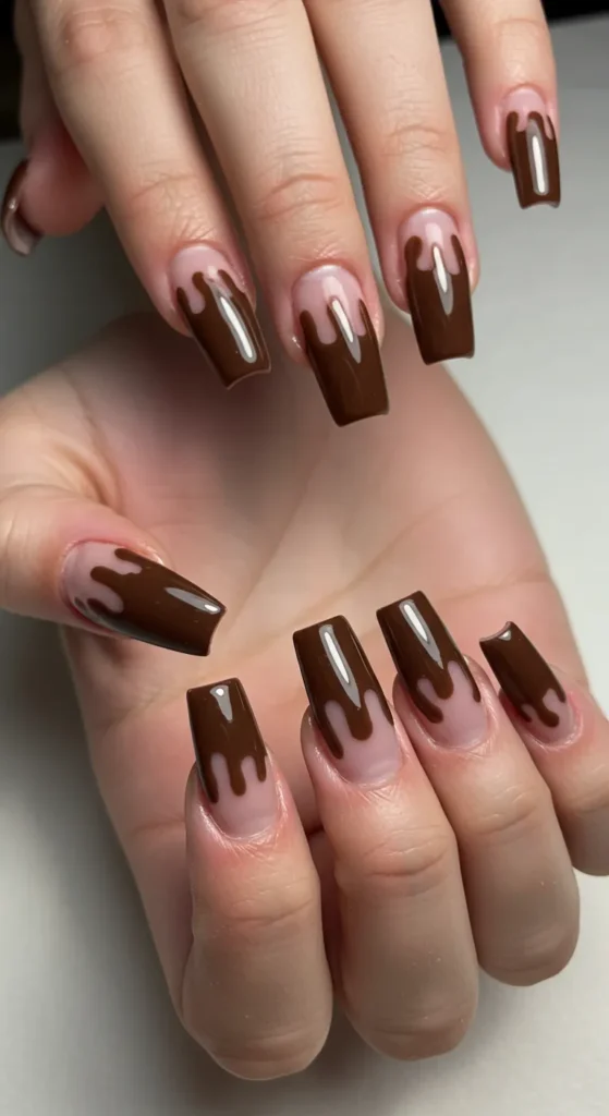 Chocolate Drip French Tips