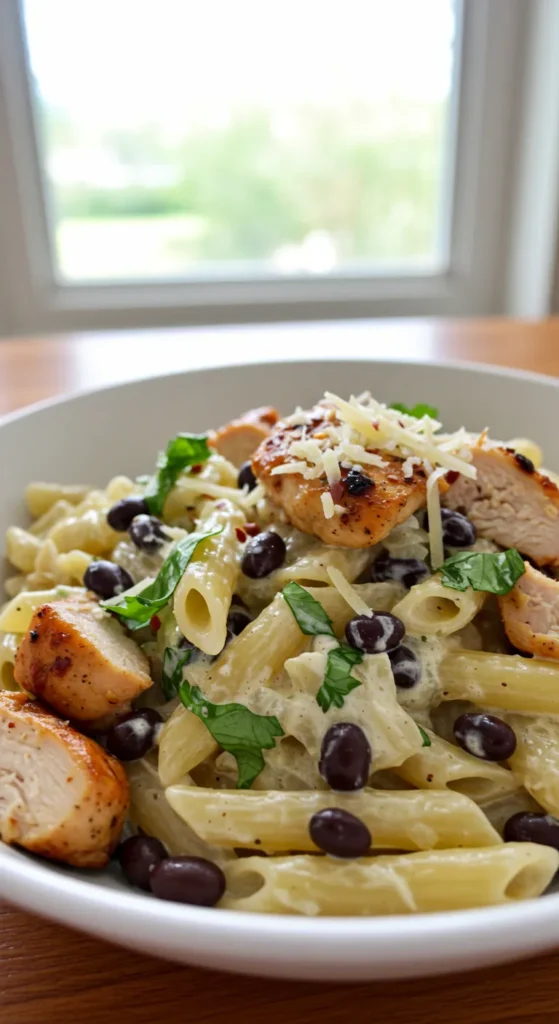 Cilantro Lime Chicken Alfredo with Black Beans