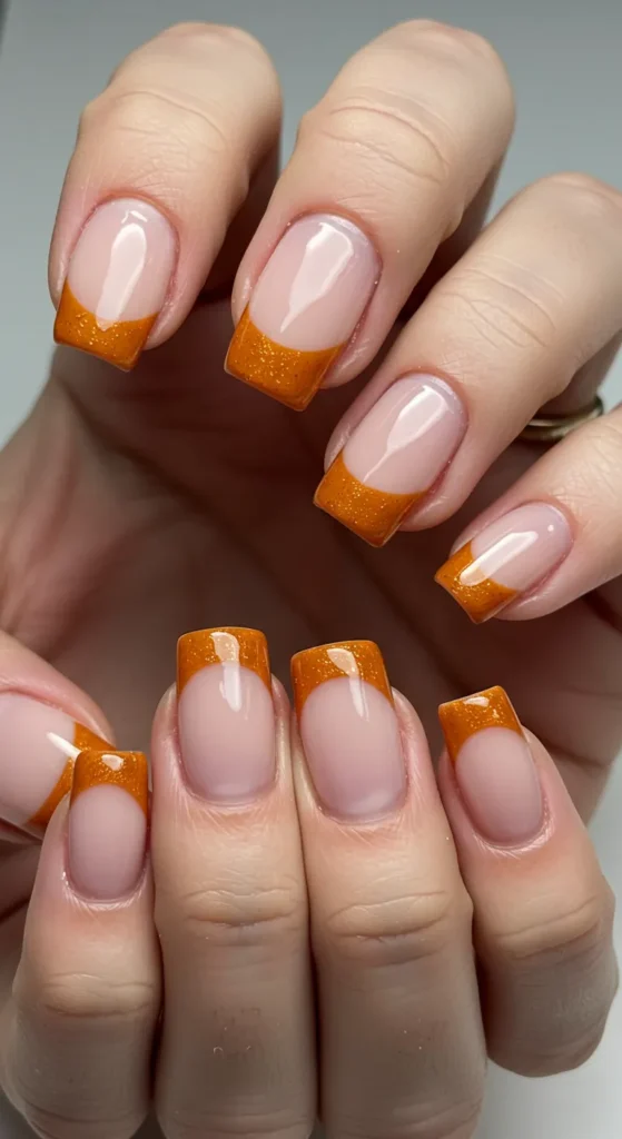 Classic French with a Pumpkin Spice Twist nails