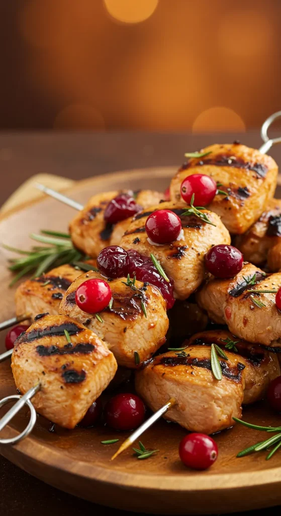 Cranberry Glazed Turkey Kabobs