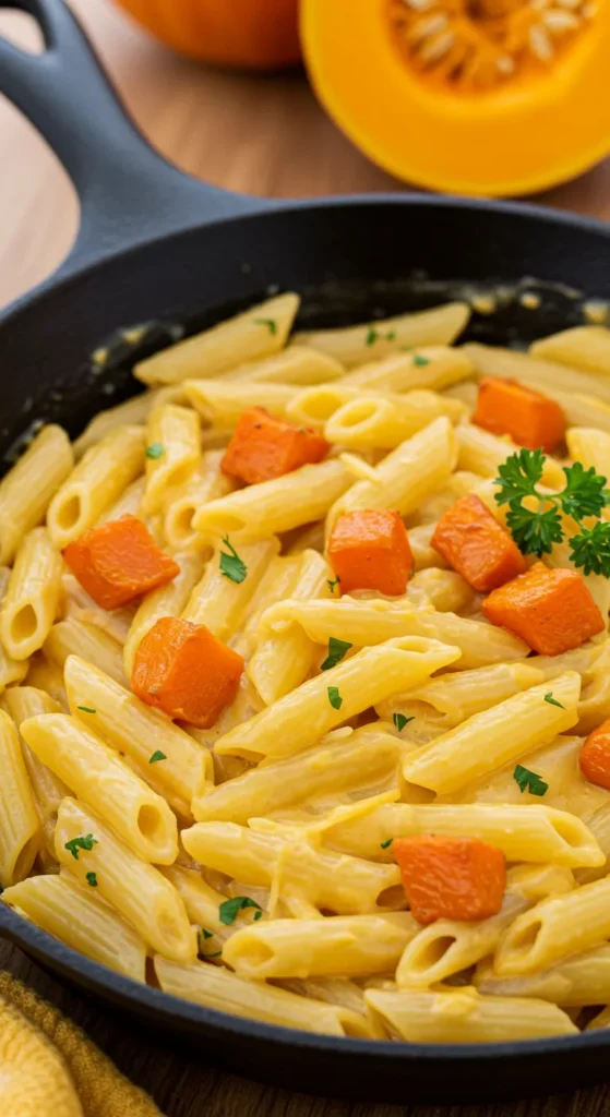 Creamy Pumpkin Alfredo Pasta Skillet
