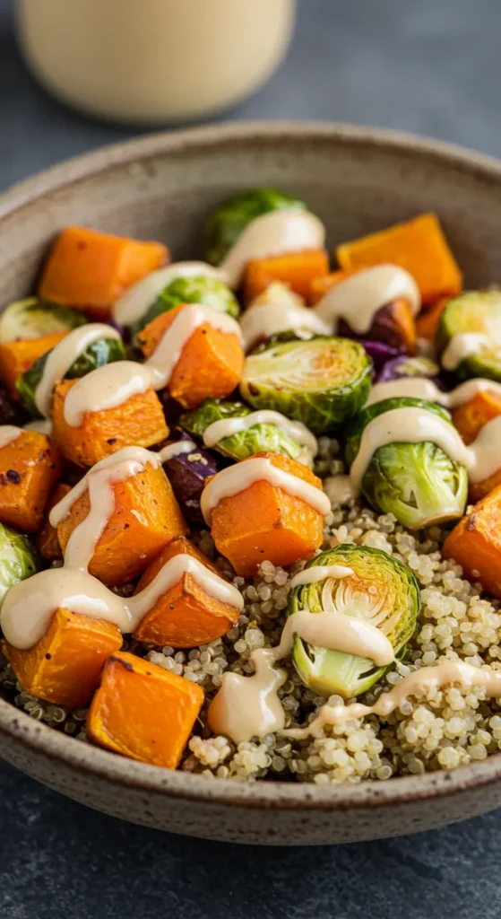 Fall Veggie Grain Bowl with Tahini Dressing