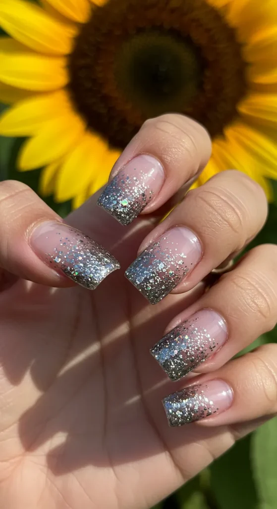 Glitter Fade French Tips nails