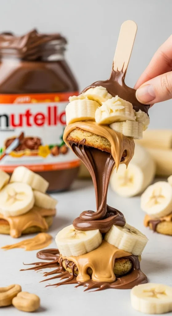 Gooey Nutella Peanut Butter Banana Pops