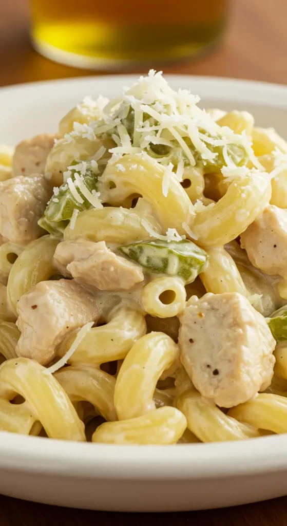 Green Chile Mac Attack Chicken Alfredo