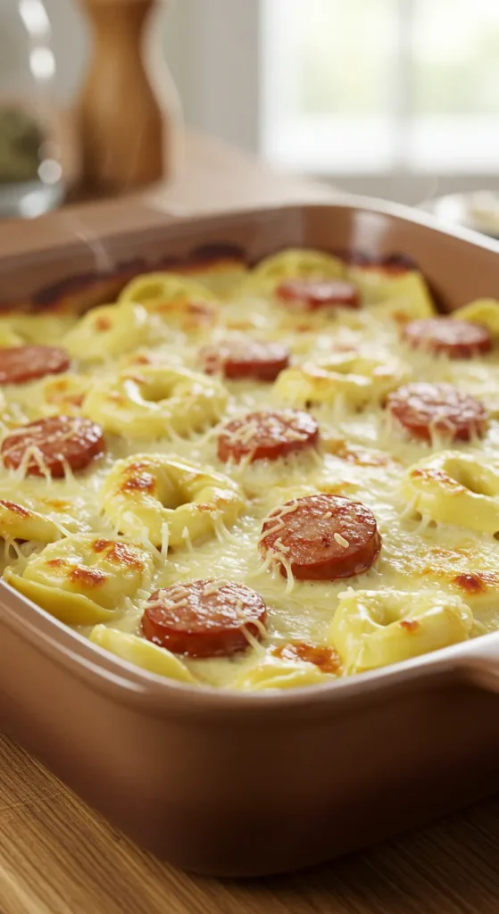 Italian Sausage & Tortellini Alfredo Bake