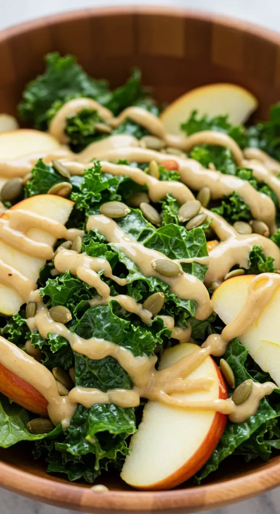 Kale & Apple Salad with Tahini Dressing
