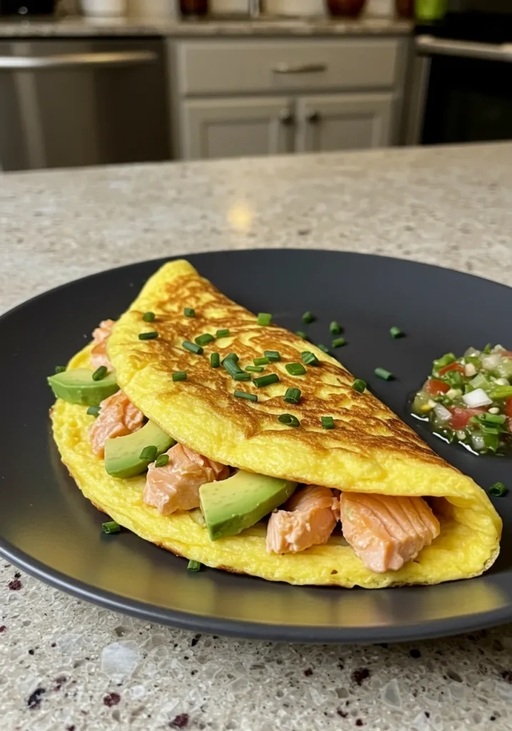 Keto Avocado Salmon Omelet Recipe