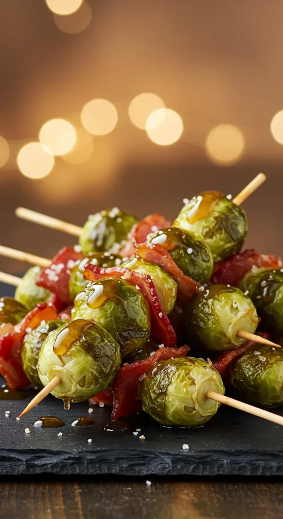 Maple Bacon Brussels Sprout Skewers