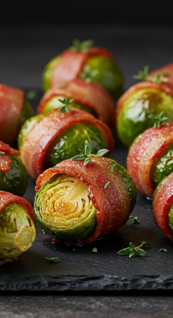 Maple Bacon Wrapped Brussels Sprouts