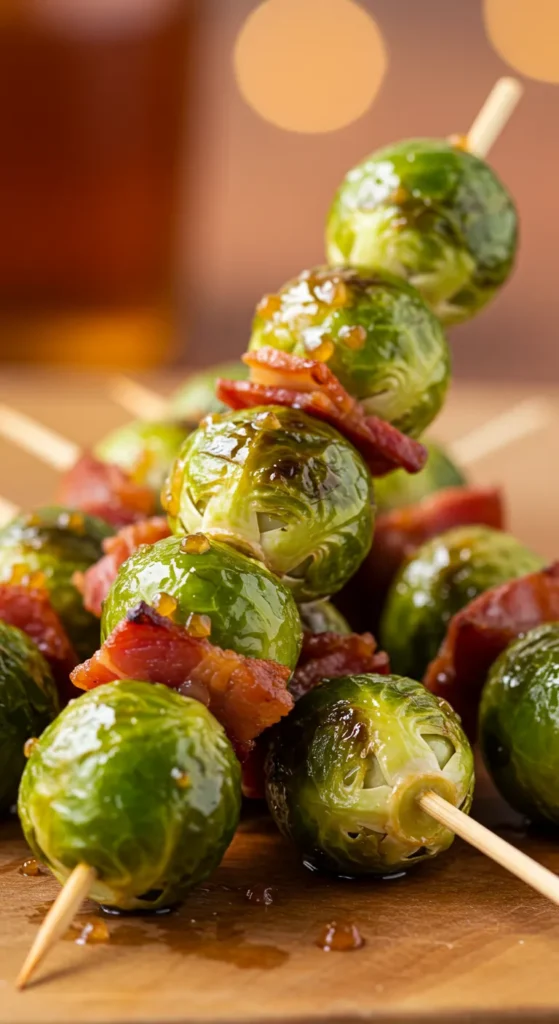 Maple Glazed Brussels Sprouts Skewers