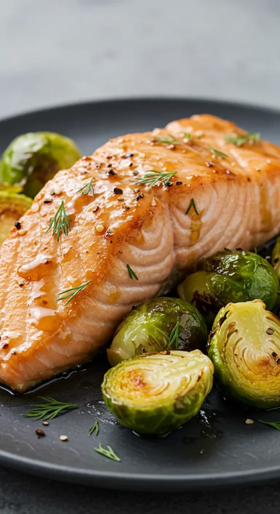 Maple Glazed Salmon with Brussels