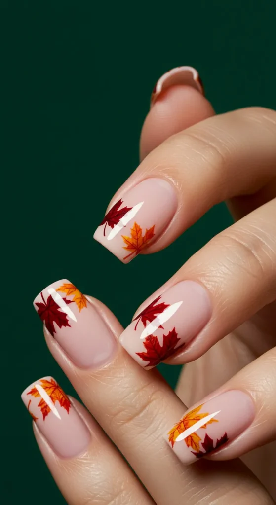Maple Leaf French Tips nails