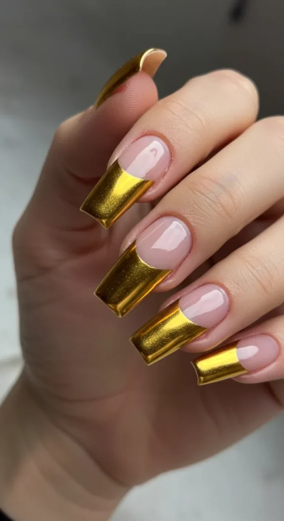 Metallic Gold French Tips