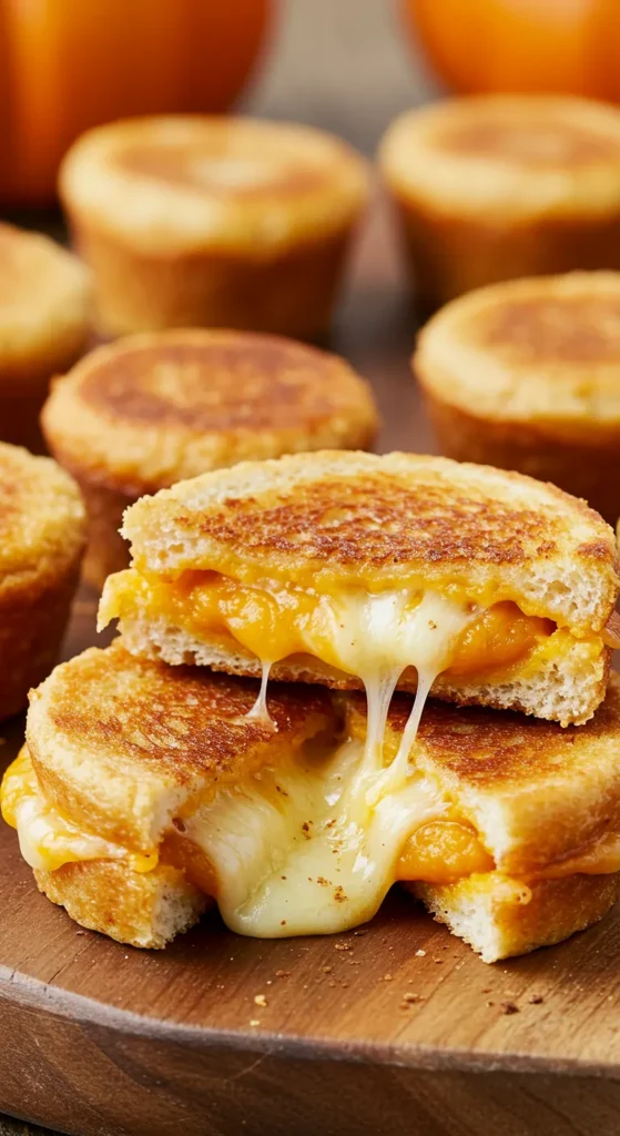Mini Pumpkin Grilled Cheese Bites