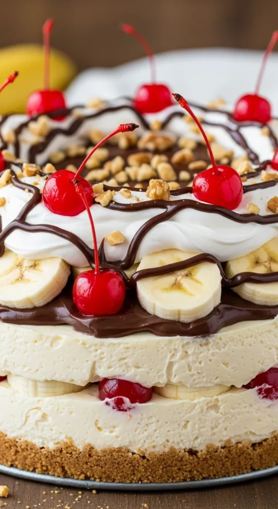 No-Bake Banana Split Cheesecake