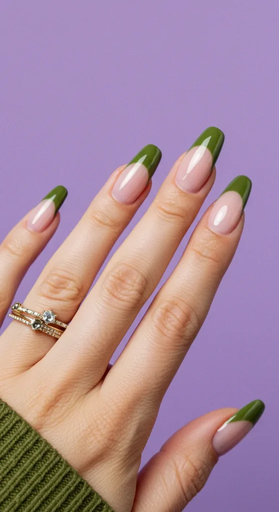 Olive Green French Tips