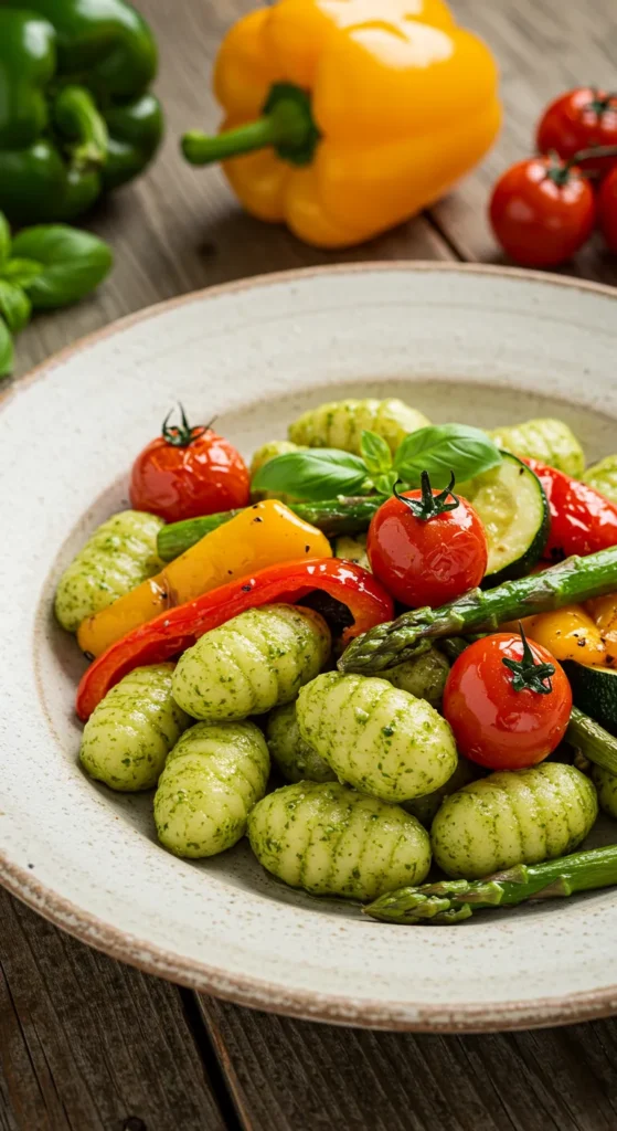 Pesto Gnocchi with Roasted Veggies