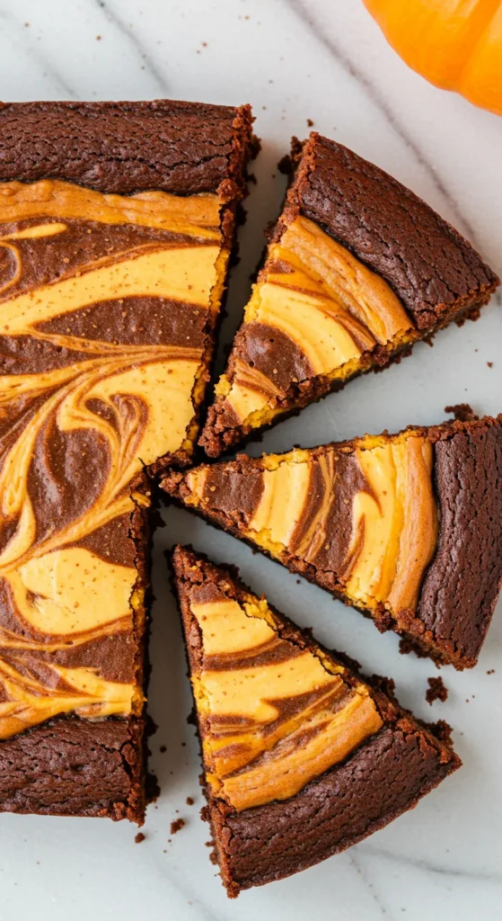 Pumpkin Cheesecake Swirl Brownies