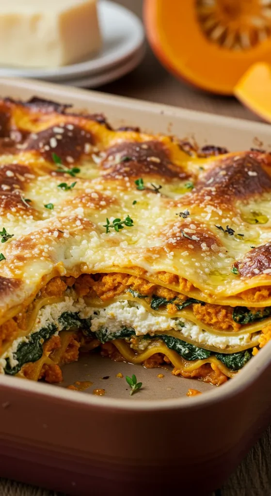 Pumpkin Lasagna with Spinach & Ricotta