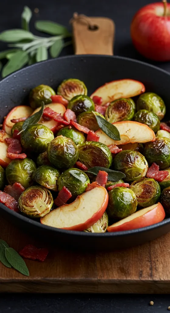 Roasted Brussels Sprouts with Bacon and Apples