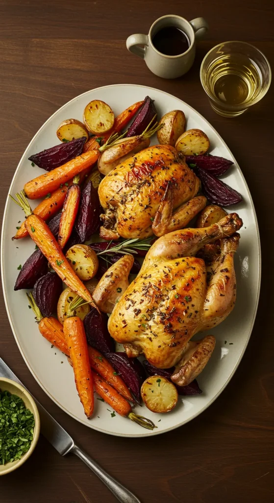 Roasted Root Vegetable Medley with Herb Chicken