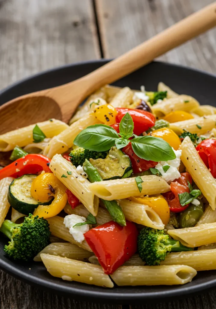 Roasted Veggie Goat Cheese Pasta Recipe