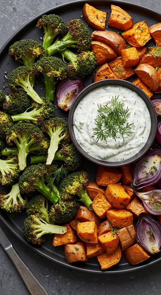 Roasted Veggie Platter with Herbed Dip