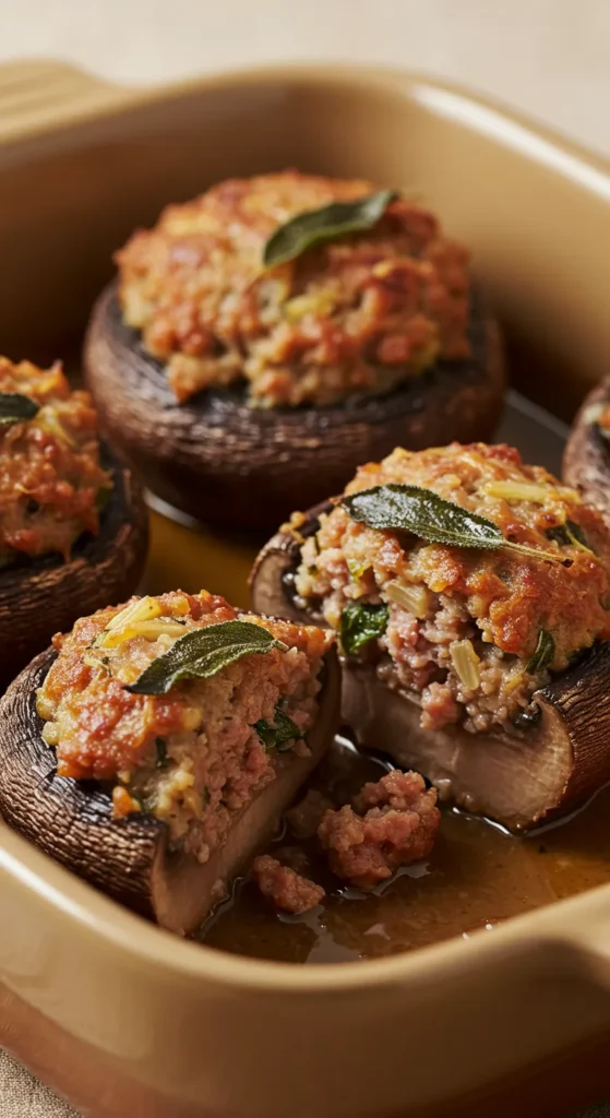Sage and Sausage Stuffed Mushrooms