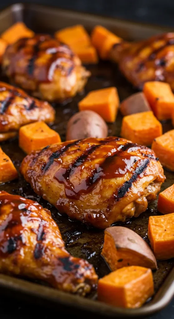 Sheet-Pan BBQ Chicken and Sweet Potatoes