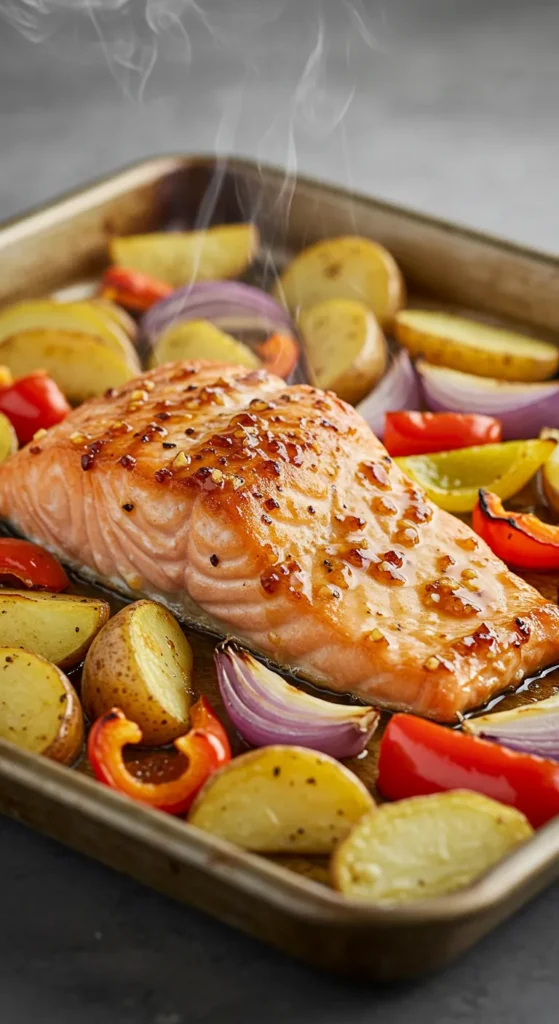 Sheet-Pan Maple Dijon Salmon with Roasted Veggies