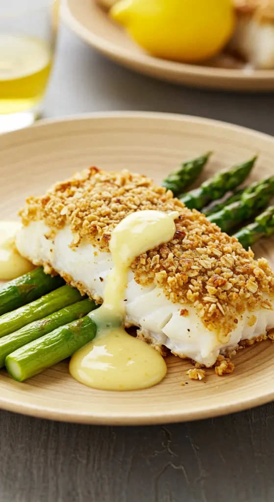 Spiced Oat-Crusted Cod with Asparagus