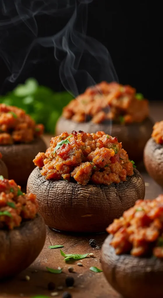 Spicy Sausage Stuffed Mushrooms