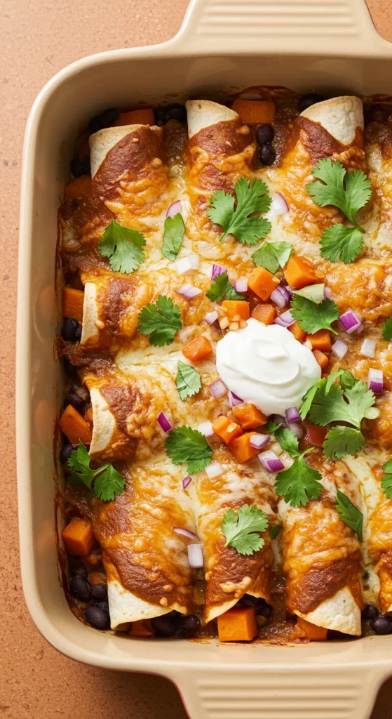 Sweet Potato & Black Bean Enchilada Bake