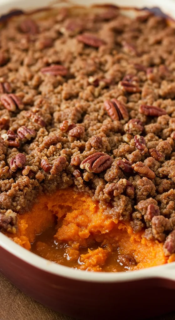 Sweet Potato Casserole with Pecan Crumble