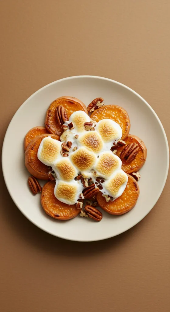 Sweet Potato Rounds with Marshmallow & Pecans