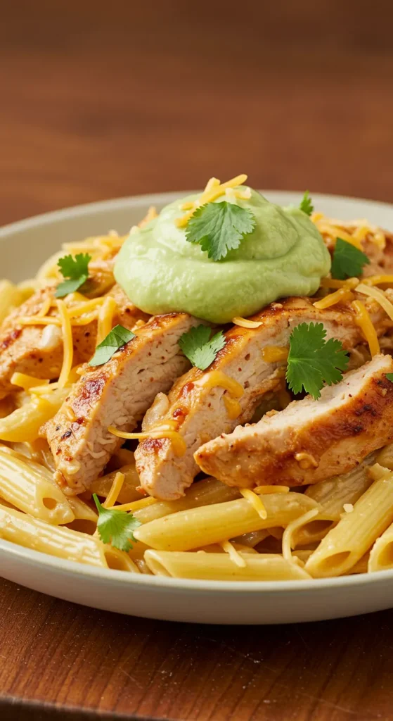 Tex-Mex Chicken Alfredo with Avocado Crema