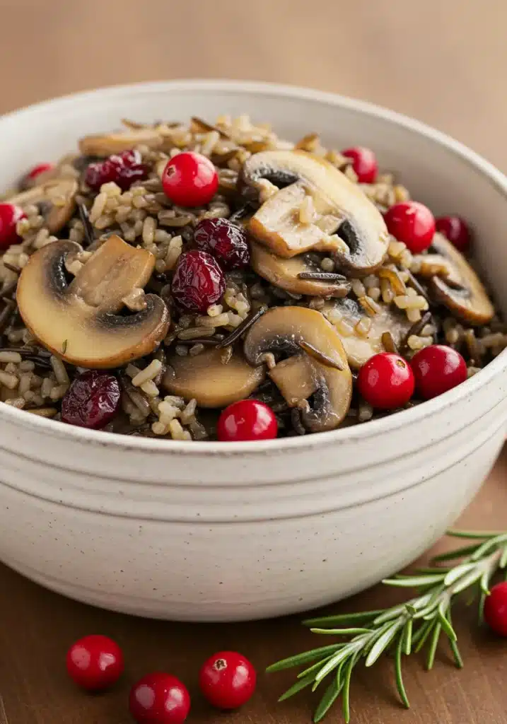 Wild Rice Pilaf with Mushrooms and Cranberries