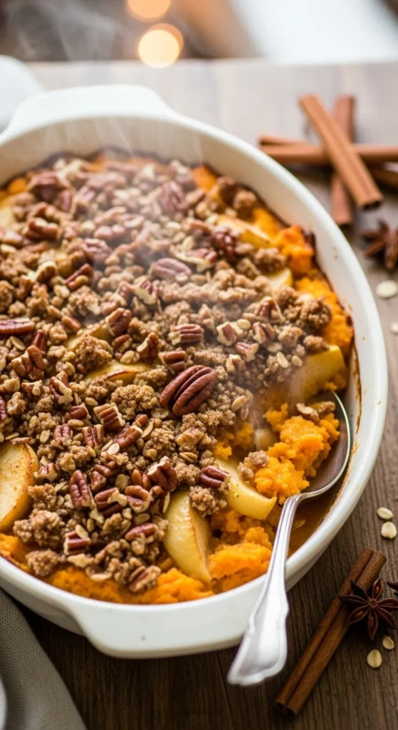 Apple & Sweet Potato Casserole with Pecan Crunch