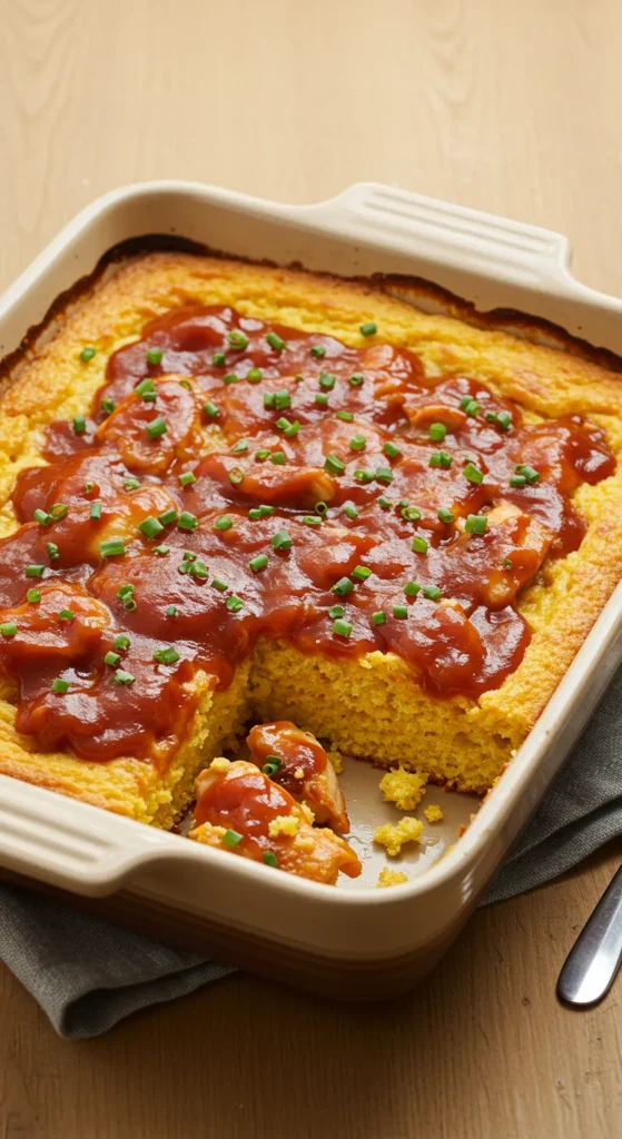BBQ Chicken and Cornbread Casserole