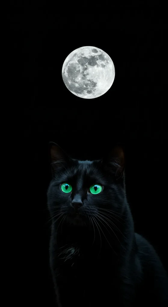 Black Cat Moon Gaze