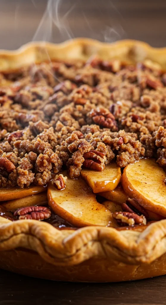 Bourbon Apple Pie with Pecan Crumble