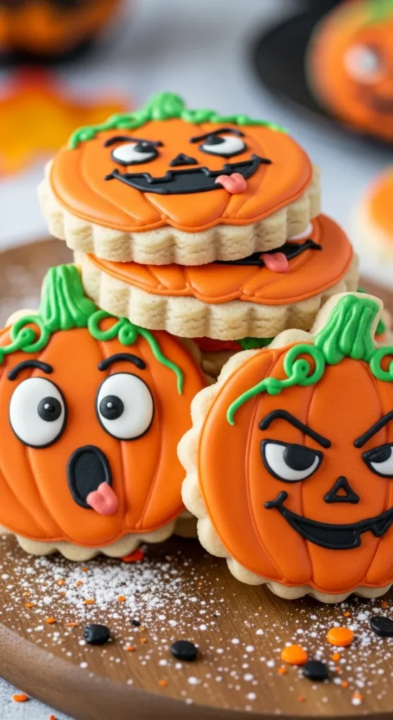 Cheeky Pumpkin Face Sugar Cookies