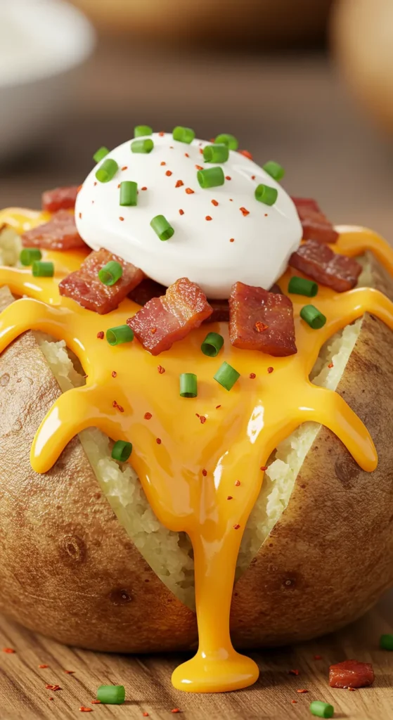 Cheesy Baked Potato with All the Fixings