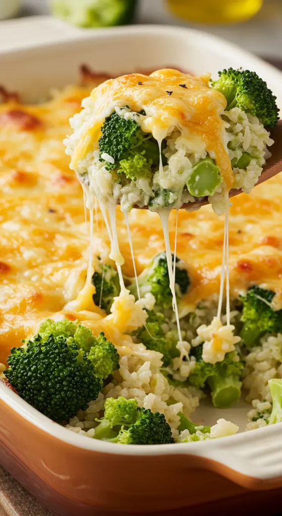 Cheesy Baked Rice with Broccoli