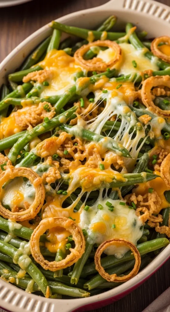 Cheesy Green Bean Casserole Overload