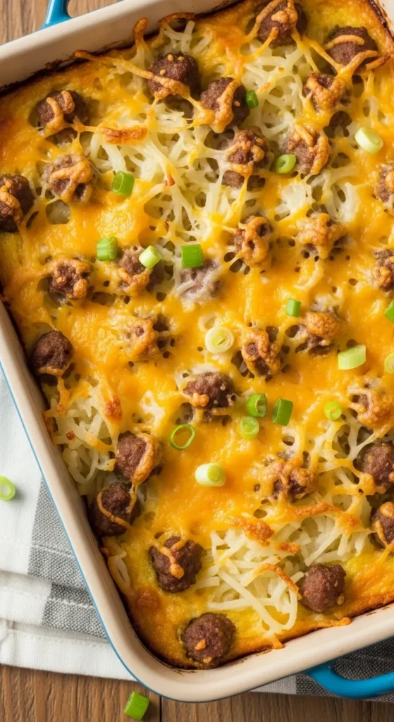 Cheesy Sausage and Hashbrown Breakfast Casserole