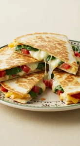 Cheesy Veggie Quesadilla Triangles