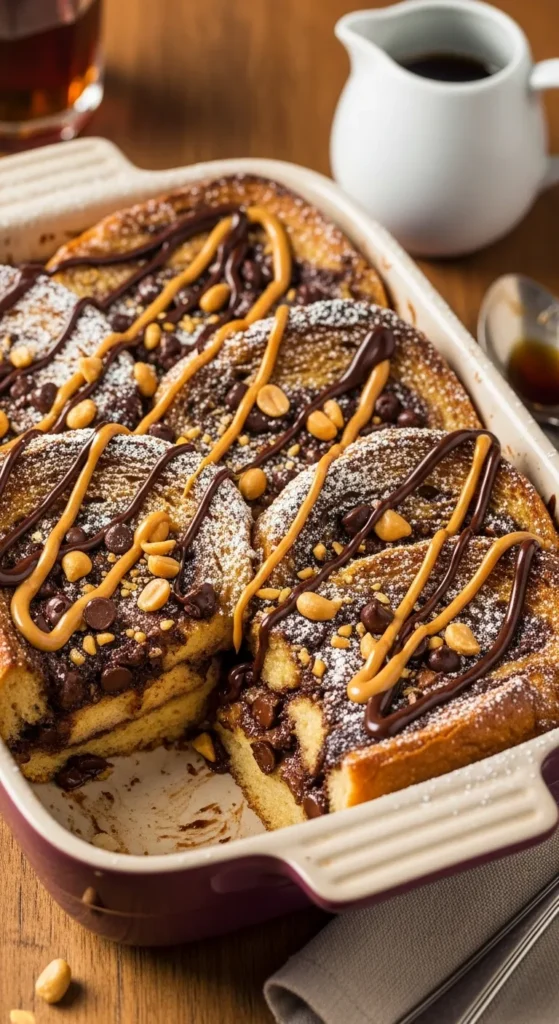 Chocolate Peanut Butter French Toast Casserole